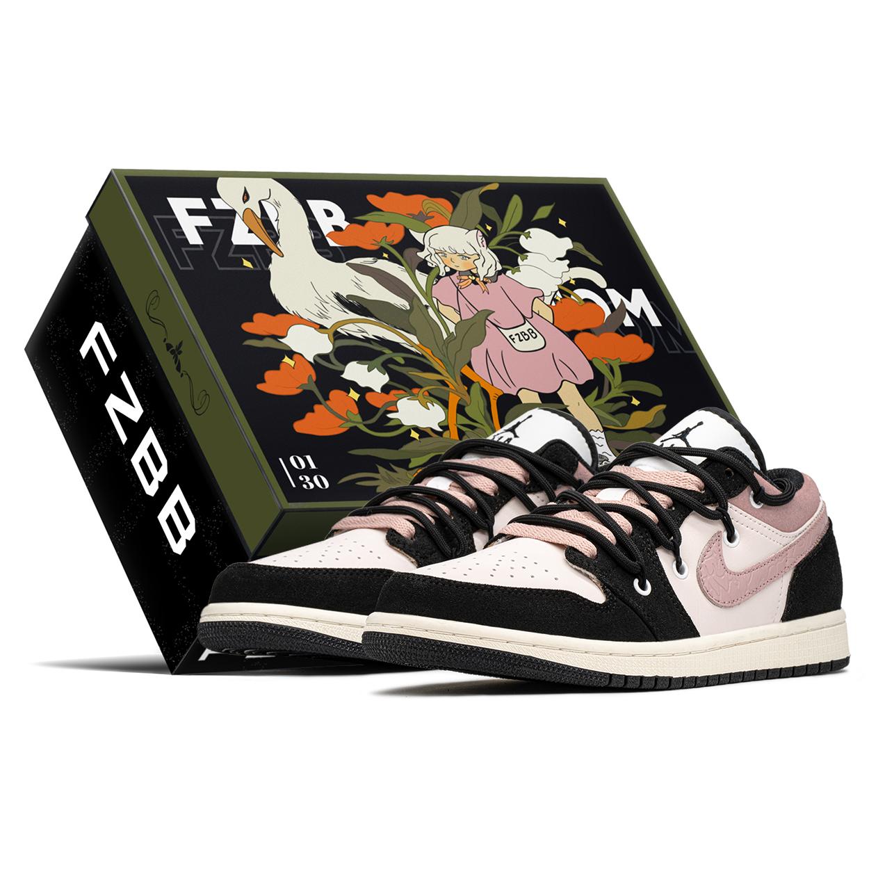 

Jordan Air Jordan 1 Низькі Винтажні Баскетбольні Кросівки GS Чорно-Рожеві DZ5368-201(TeamA-S-BOX) 36