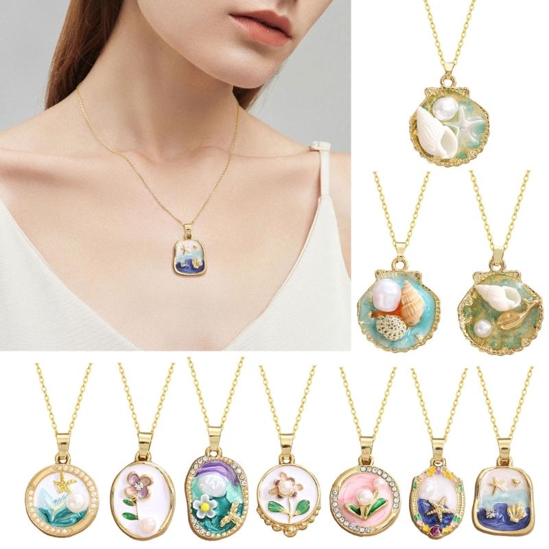 Artistic Blossomy Bivalve Charm Necklace 10 Artisanal Designs Additional Metal Mixture Jewelry Perfect For Gifting Instances