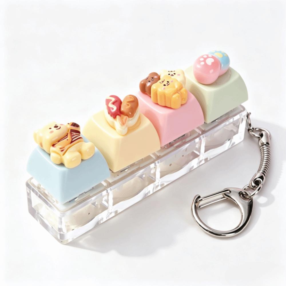 Mechanical Keyboard Clicker Toy Keyring Finger Button Finger Press Keycap Keychain Sensory Toys