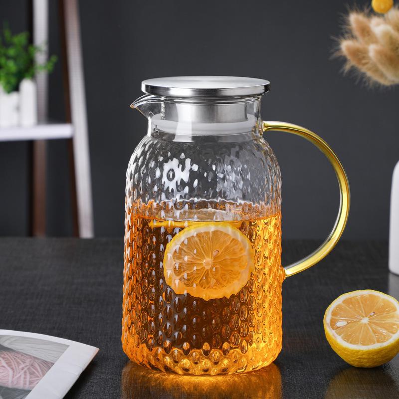 Glass Pitcher Glass Pitcher with Lid High Borosilicate Glass Heavy Duty Water Pitcher for Cold/Hot Drinks Iced Tea Juice Milk