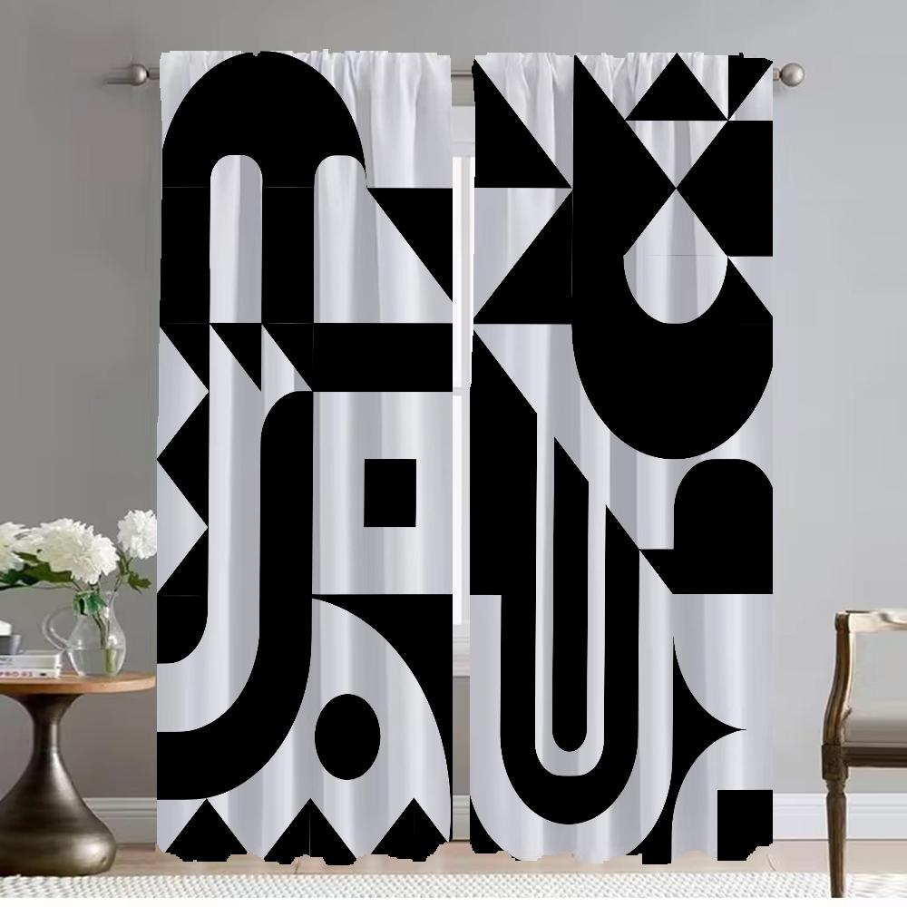Geometry Blackout Curtain for Room 2 Panel Halloween Decoration Shades Modern Living Room Curtains Partition Tulle for Bedroom