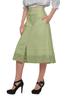 Moomaya Solid Cotton Skirts For Women Button Down A-Line Knee Length Skirts