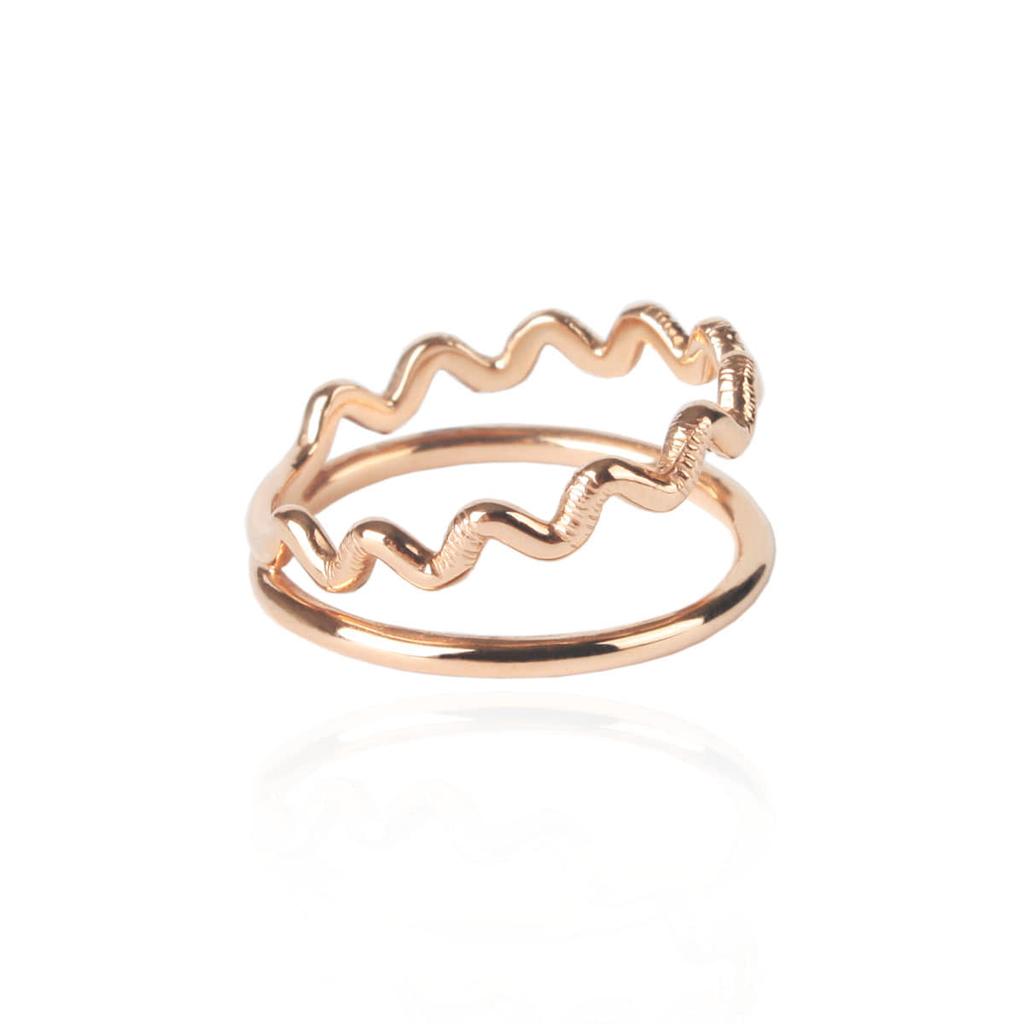 Mezmic White Magic Zigzag Double Gold Ring