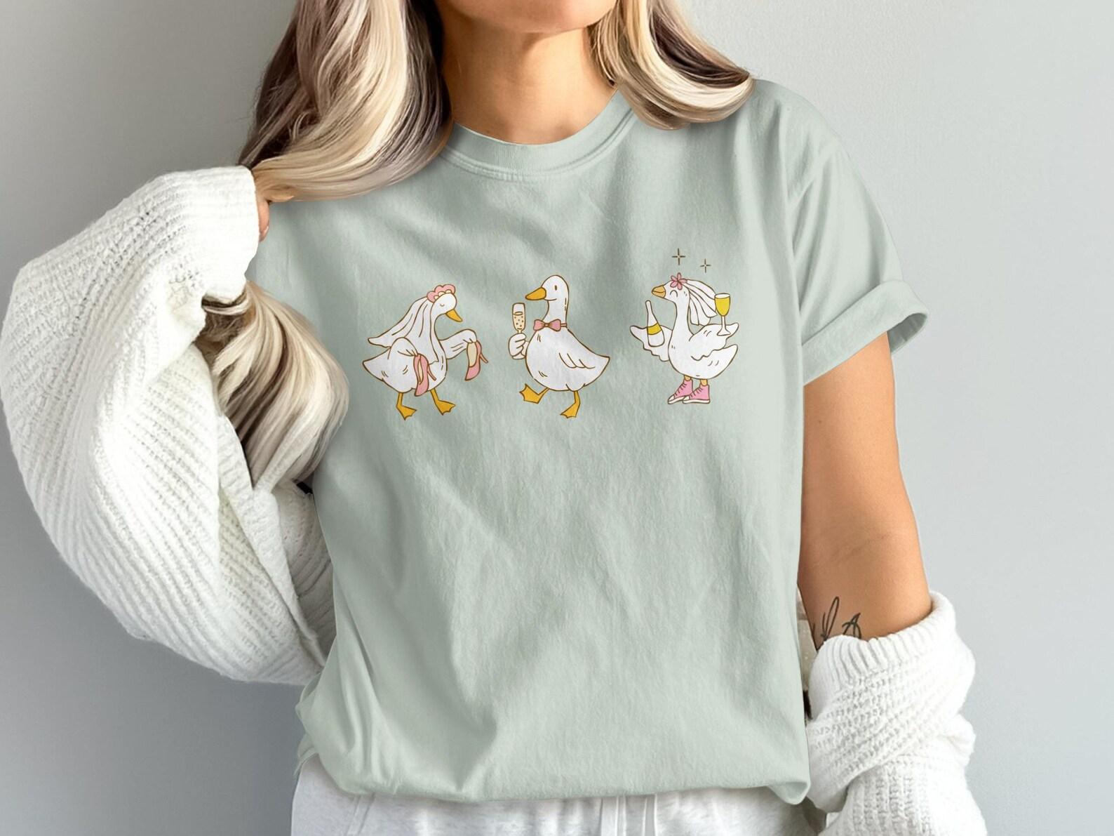 Bachelorette Party Geese T-Shirt, Funny Bride Wedding Squad Tee, Champagne Bridal Shower Gift 3XL