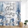 Floral Shower Curtain, Farm Daisy Dragonfly Rustic Wood Paneling Inspirational Quotes Butterfly Turquoise Home Bathroom Decor
