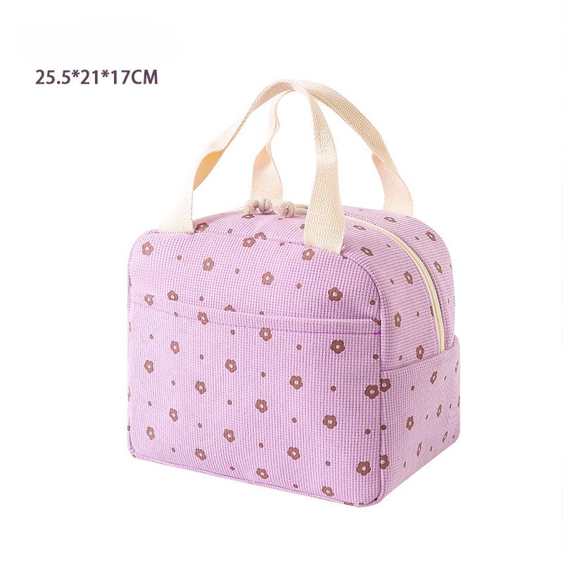 

Strawberry Flower Ice Bags Food Box Portable Thermal Lunch Bag Corduroy Durable Waterproof Cute Lunch Box Insulated Case Camping фіолетовий