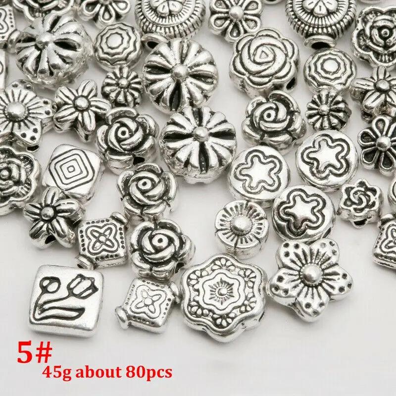 Mixed Tibetan Silver Color Metal Alloy Loose Spacer Beads Lot for Earring Necklace Bracelet Jewelry Making Findings DIY Crafts