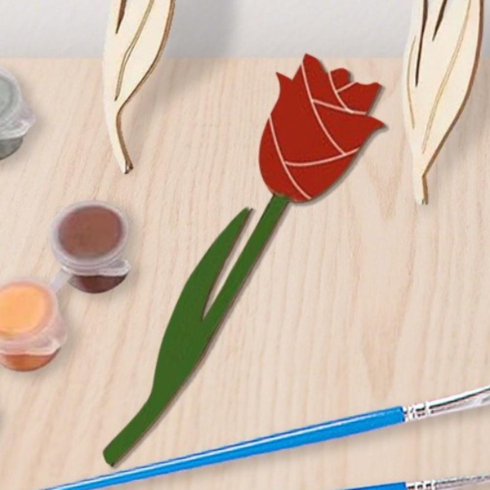 24pcs Funny Wooden Flower Ornament Blank Flower Graffiti Toys  Valentine's Day