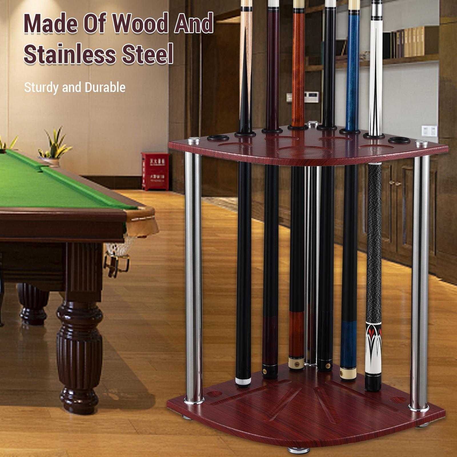 

Бильярдная стойка 8 отверстий Веерообразная Вертикальная стойка для киев Вмещает восемь киев для восьмерки, 16 шаров и 5 подставок для напитков Экономия места Подходит красный