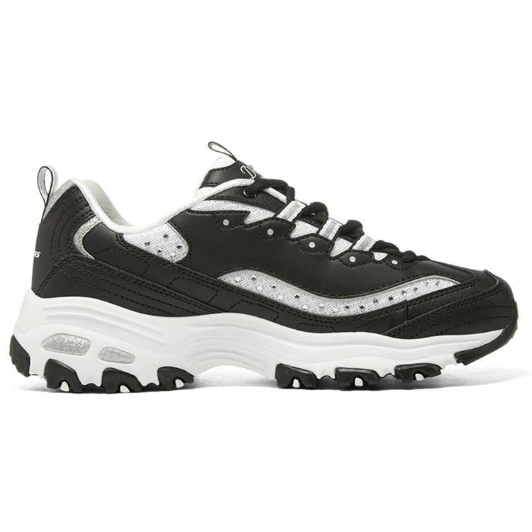 Skechers DLites 1.0 Comode Scarpe da Ginnastica Basse Stile Papà Donna Nero Bianco 149925-BKW