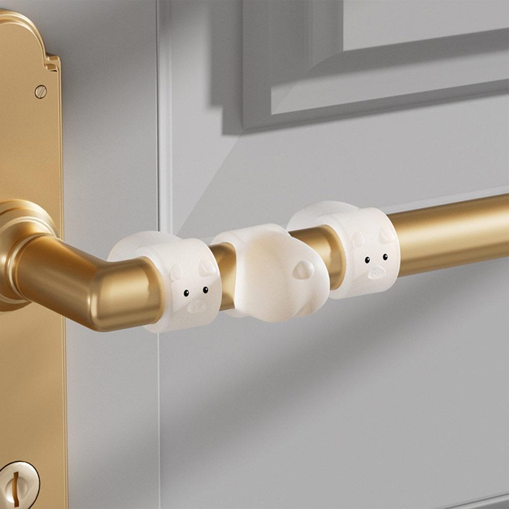 

3Pcs Cute Silicone Door Stopper Cartoon Punch-free Wall Protector Anti-Shock Silent Doorknob Bumper Pad for Bedroom прозорий