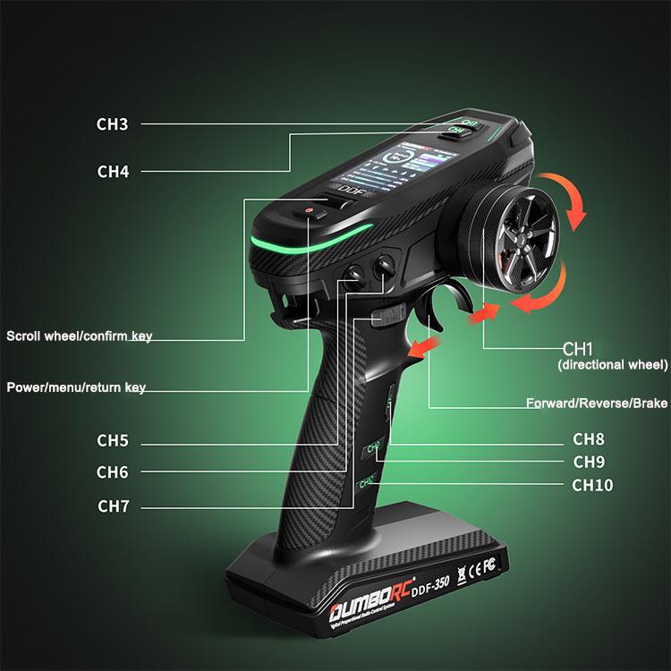 DUMBORC DDF-350 10CH Remote Controller 2.4G 10Channel Transmitter P6F P6DC Gyro Receiver for Drift Car Tank Boat Robot Toy Wltoy