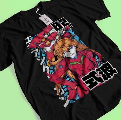 Neon Genesis Evangelion T-shirt Eva Unit 01 Japońska Czarna Koszulka Anime Wszystkie Rozmiary