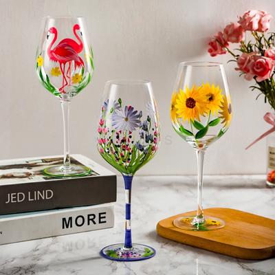 Malovaný středověký tulipánový pohár 400-800ML z křišťálového skla s vysokou hodnotou, džus, domácí červené víno