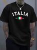 Unisex O Neck Tee Italia Italy Flag Est 1946 Letter Print Cotton Short Sleeve Loose Summer Breathable Daily Casual Basic Wear Top