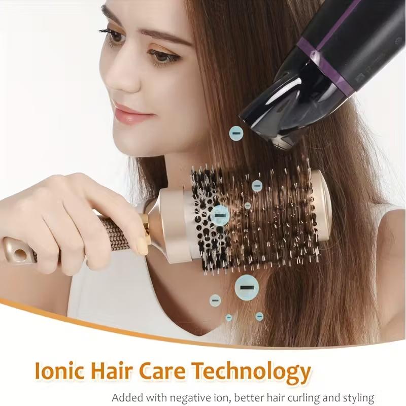 4 Größen Wärmeleitfähige Aluminium-Bürste für Volumen, Locken und Styling mit Luftschlitzen, Thermische Keramik-Wildschweinborsten-Haarbürste