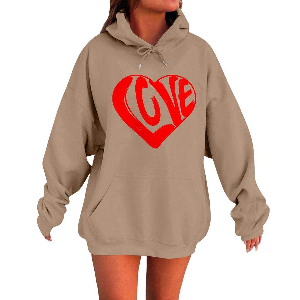 Women's Loose Comfortable Casual Fashionable Love Printed Long Sleeved Sweatshirt