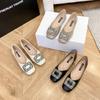 5612025 Women's Shoes Low-heeled Shoes Women's High-end Square Buckle Diamond Single Shoes Women's Commuter Flats