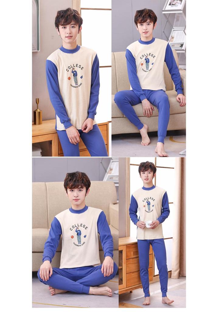 Children's Cotton Wool Thermal Long Johns Set for Boys & Teens - Medium to Large Sizes, Autumn