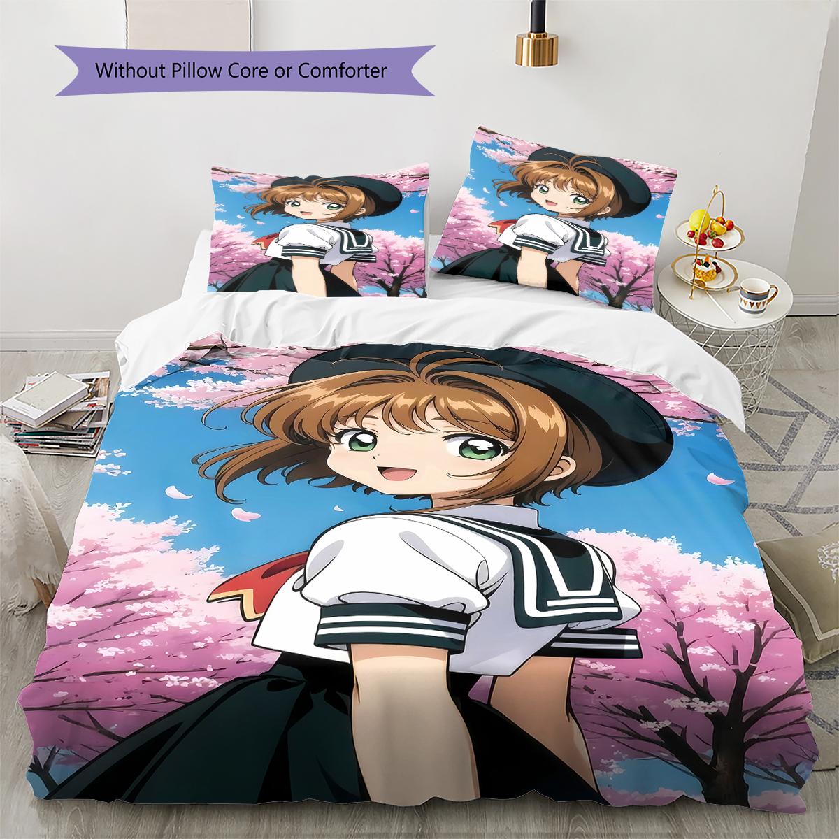 

Cardcaptor Sakura Pattern Bedding,Quilt Set Quilt Cover Pillowcase Home Birthday Gift (1 * duvet cover + 2 * pillowcase, without core) 135x200cm