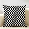 Geometric Diamond Pattern Cushion Cover Natural Linen Organic Fabric Double-Sided Printing Breathable Perfect For Home Decor