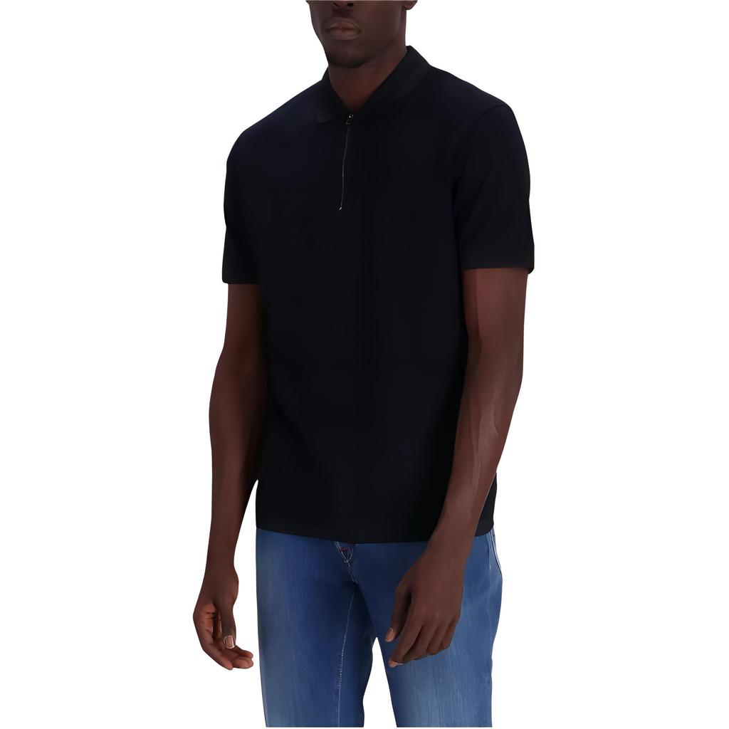 Emporio Armani Solid Color Polo Collar Straight Half-Zip Short Sleeve Polo Shirt Men tops Navy-Blue 3D1FE51JTKZ0920