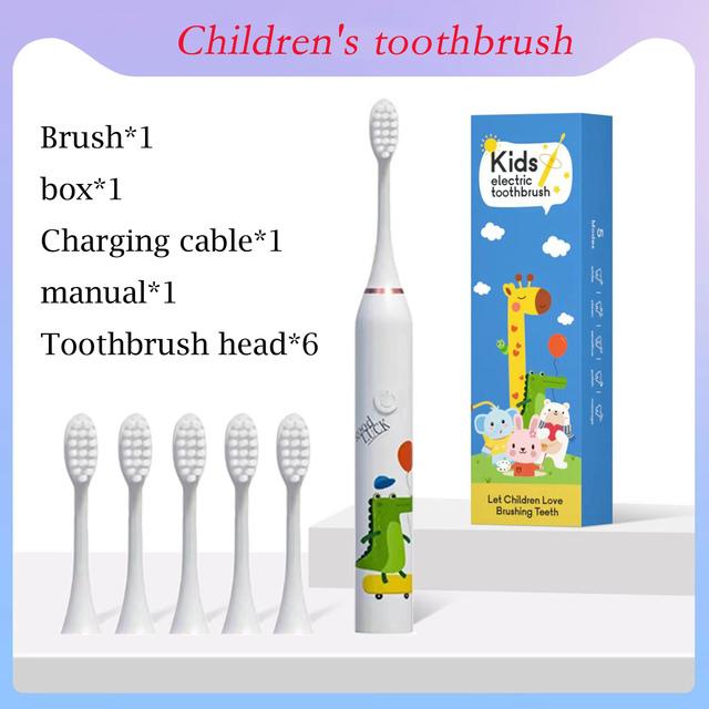 Child's Sonic Electric Toothbrush USB Charging Ultrasonic Clean With Replacing brush head Cartoon Lovely Children's brush Kid's