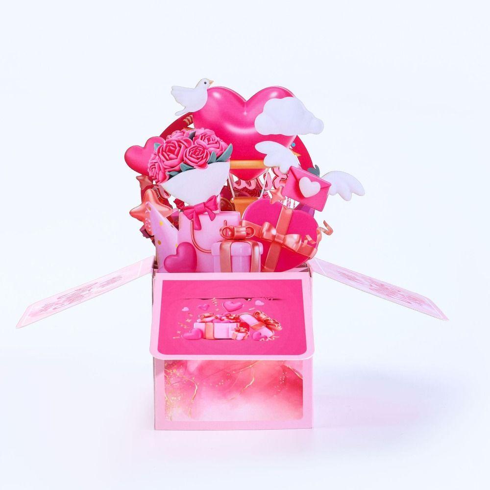 Happy Birthday 3D Pops-up Bouquet Birthday Wedding Greeting Card Fashion Paper Flowers