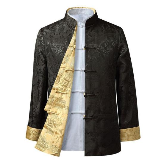 Chinese Shirt Chinese Style Keep Warm Print Retro Colorfast Tang Suit Coat