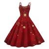 Women's Fashion Casual Christmas Print Sexy Off-the-shoulder Punk Retro Dress