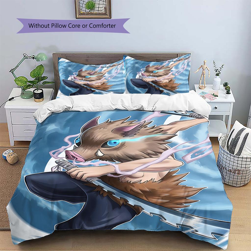 Demon Slayer Dark Aesthetic Bedding Set Duvet Cover Pillowcase No Filler, Soft Home Bedroom Decor, Perfect Gift for Fans.chl