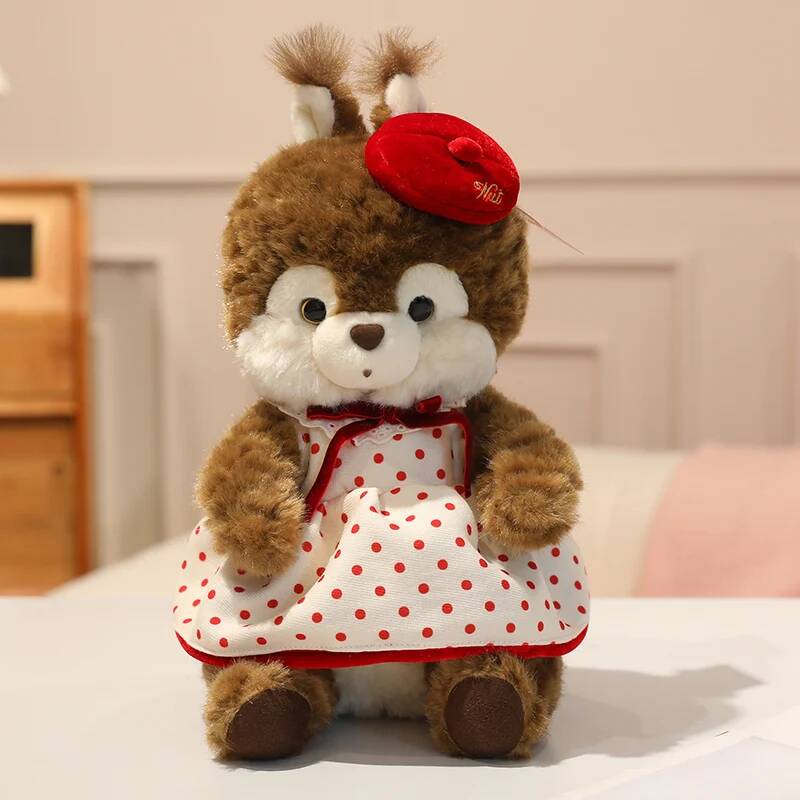 30/40cm Kawaii Squirrel Plush Toy 3 Colors Stuffed Squirrel with Clothes and Dress Animal Doll Kid Toys Birthday Gift