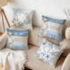 Pcs Blue Gold Shell Text Design Singlesided Printed Pillowcase Cushion Coversuitable For Living Roombedroomcar Decoration