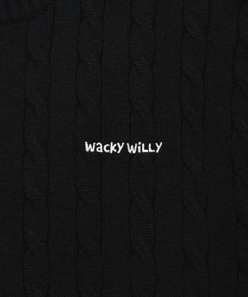 WACKY WILLY Basic Cable Knit Pullover Black