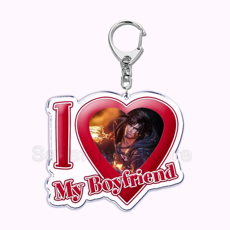 Pfp Sephiroth Acrylic KeyChain Pendant Key Ring I Love My Boyfriend Girlfriend Pink Heart Keyring for Bag Pendant Jewelry Gifts