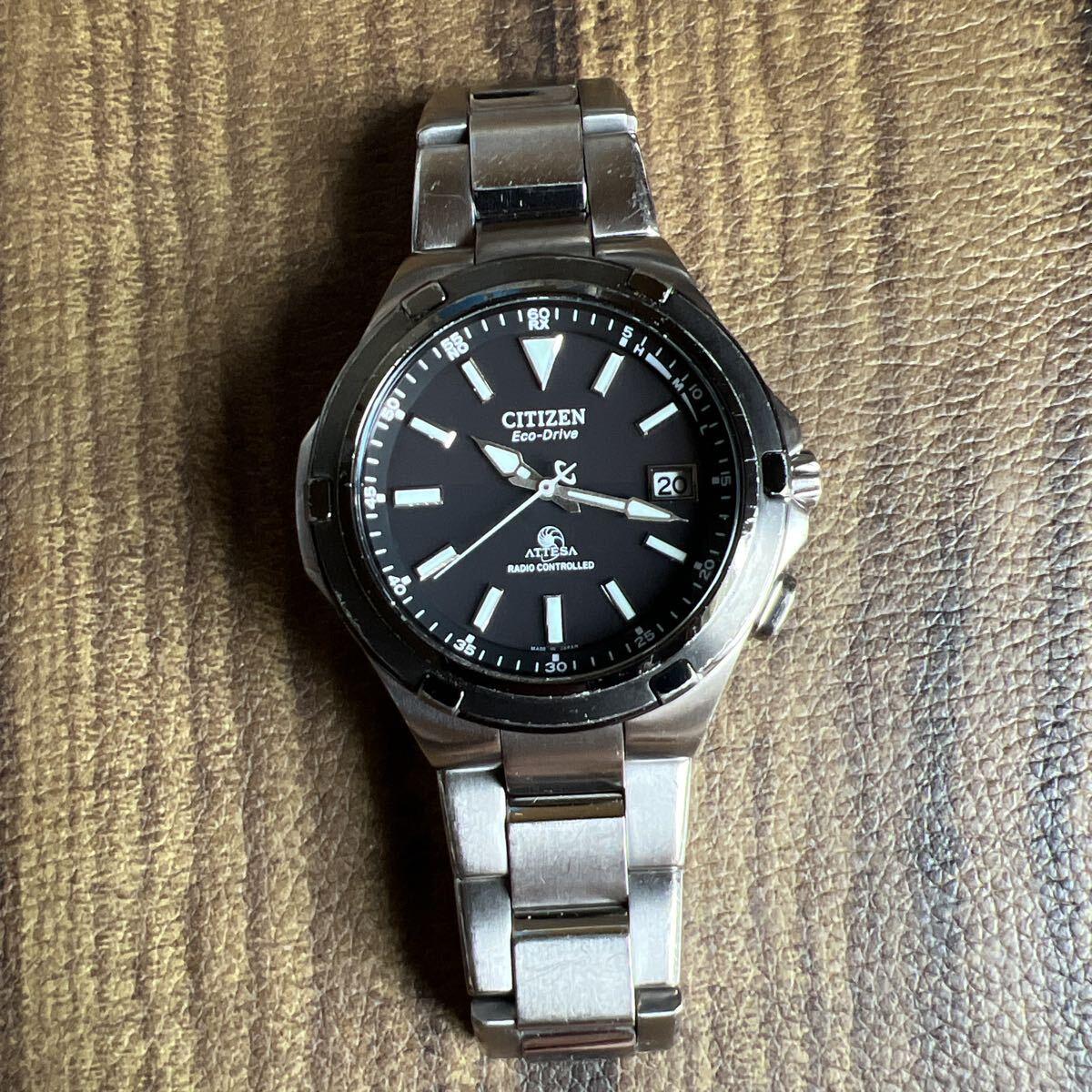 Used CITIZEN Citizen ATESSA Eco Drive Radio Solar Operating Item ATD53-2603 Men s Watch