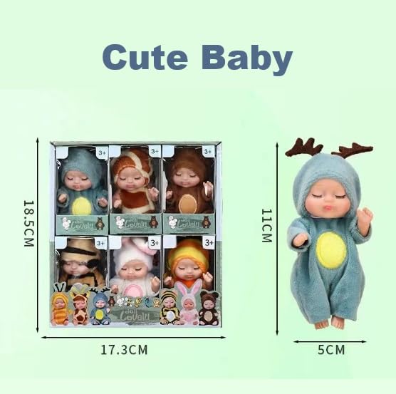 NiedlichBaby Baby Mini Baby Set aus Reborn Niedlichen Tier-Geschenkpuppen, Puppen, 6, Puppen, Kostüme, Verkleiden (Set A)