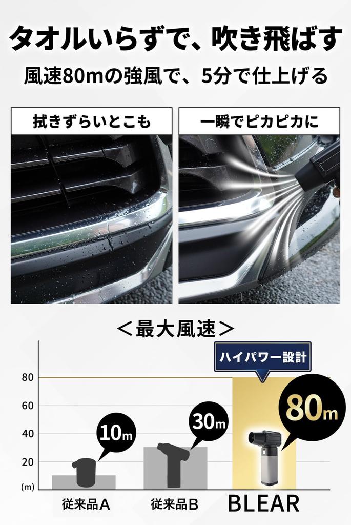 By Car Wash BLEAR Car Wash Electric Air USB 4 Airflow Japanese Instruction Manual Included [Supervised Professionals] Blower, Duster, Cordless,