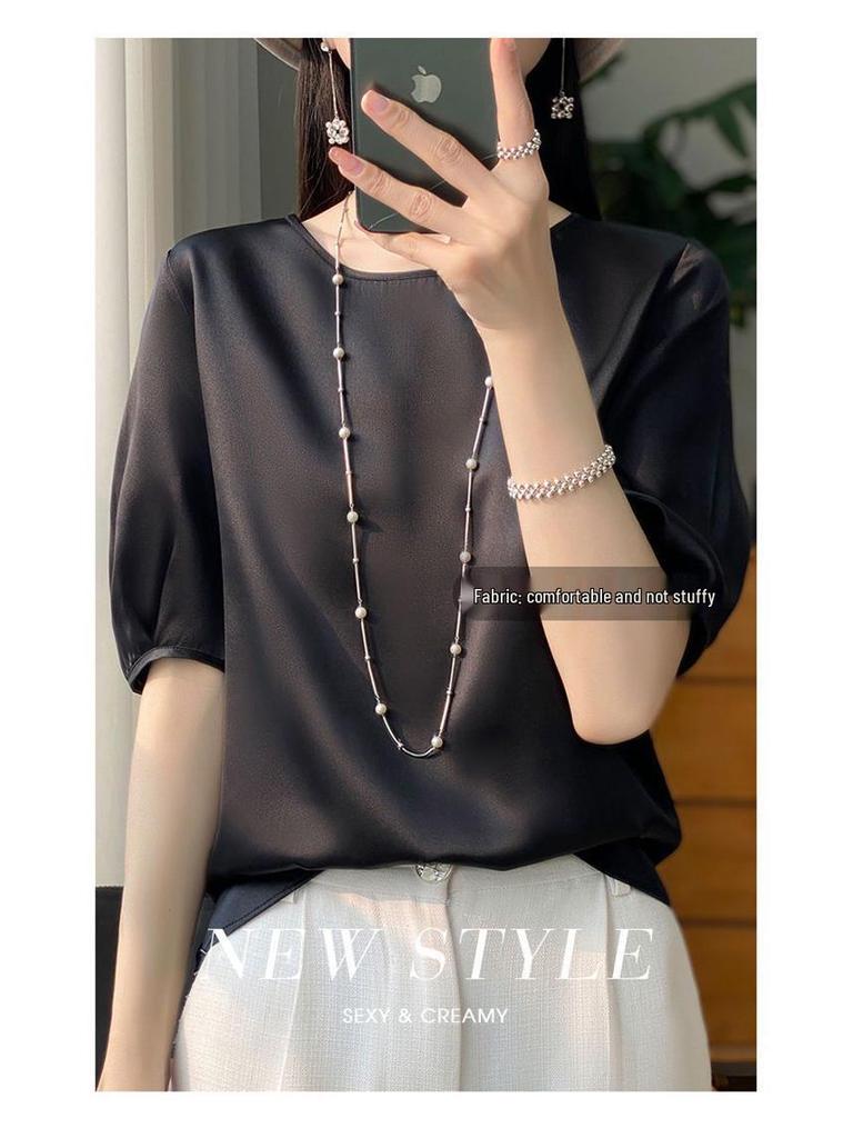 High-End Mulberry Silke Kortarmet Skjorte for Kvinner - Lett & Elegant Sommeroverdel