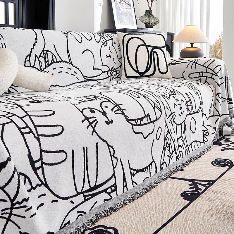 

Мультяшный стиль Ins, диванное полотенце, полное покрытие, ткань из синели, универсальный универсальный пылезащитный чехол для дивана, не царапающая подушку, одеяло 180*130cm