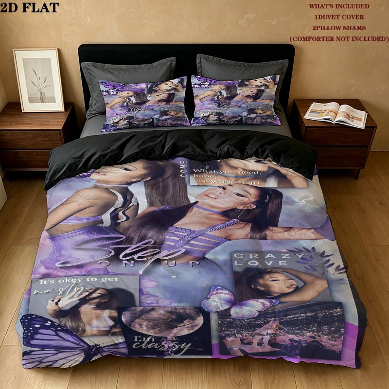 Ariana Grande Bedding Quilt Set Quilt Cover Pillowcase Home Decoration Birthday Gift (1 * duvet cover + 2 * pillowcase, without core)