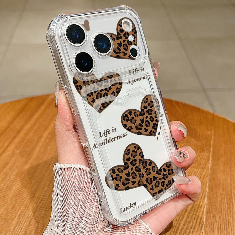 Card Slot Pocket TPU Phone Case For iPhone 17 Pro Air 16e 16 15 14 13 Pro Max 12 11 Colorful Love Heart Pattern Soft Back Cover