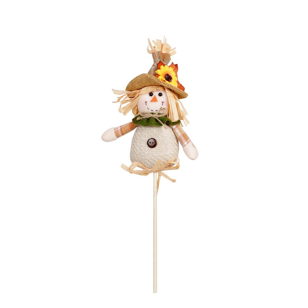 Thanksgiving Harvest Scarecrow Ornaments - Boy & Girl Wooden Stick Figures for Autumn Decoration