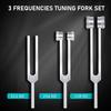 Ahvqevn 4 Pack Tuning Fork Set with Tuning Fork Hammer for Sound Sound Vibration Tools with Silver (128Hz, 256Hz, 512Hz) Base,