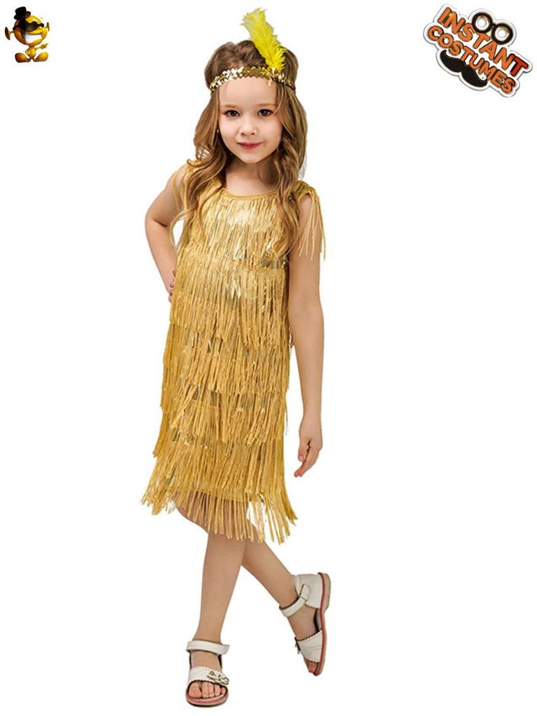 Retro Tassel Skirt Costume for Girls' Latin Dance and Party Performances