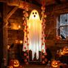 Lightweight Fabric Ghost Prop Halloween Hanging Swing Decoration with Maple Leaf, LED Lighted Large Spooky Tree Ornaments Swinging Remote Control for