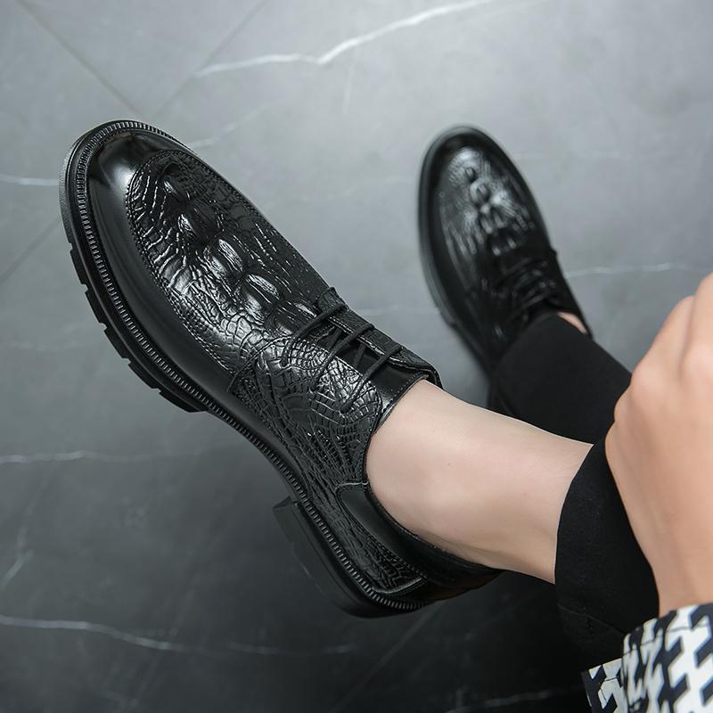 New Brand Crocodile Pattern Business Formal Leather Shoes Men Pointed Toe Oxfords Formal Wedding Party Office Casual Dress Shoes