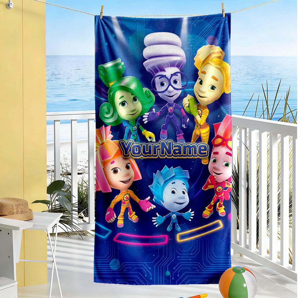 Fixies Customize Your Name Beach Towel Soft Durable Quick-Dry For Beach Bathroom Outdoor Swimming Pool Camping Picnic Yoga Diving Vacation Accessories