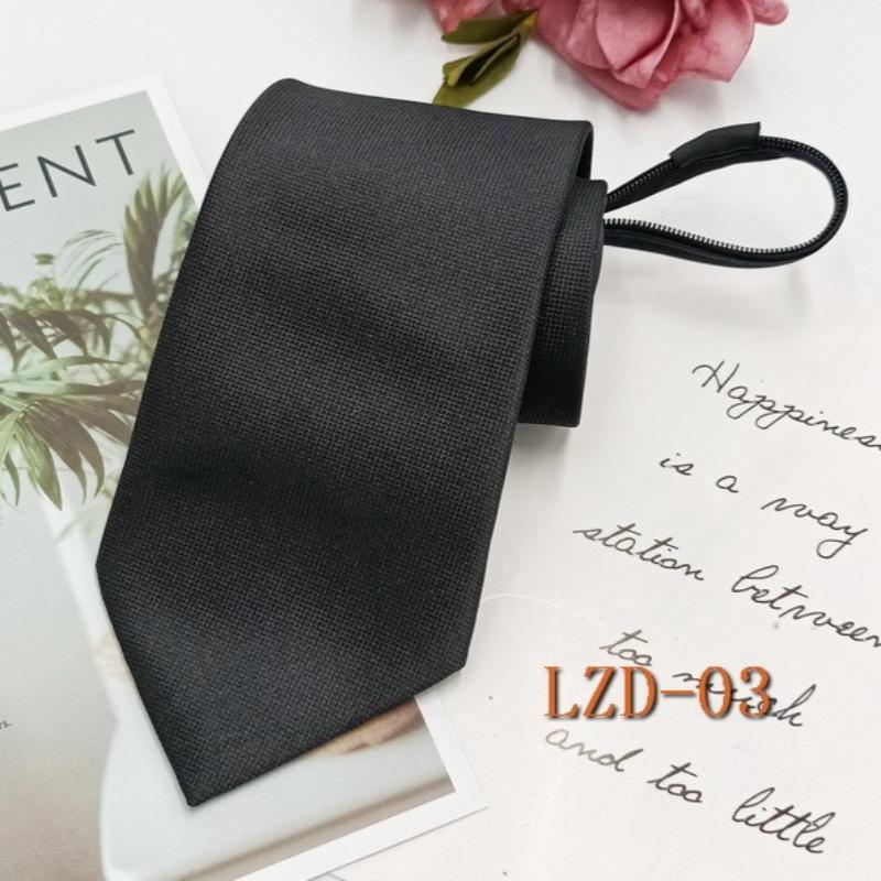 Men's Formal Business Tie with 8cm Zipper, Striped Black Tie, No Knotting Required.