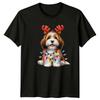 Christmas Dog Reindeer Antlers Lights Holiday Unisexs TShirt Unisexs Graphic Tee B